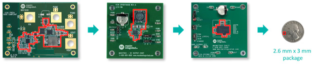 Figure 6. Technology dramatically reduces size of the power solutions in industrial systems. (Photos courtesy of Maxim Integrated)